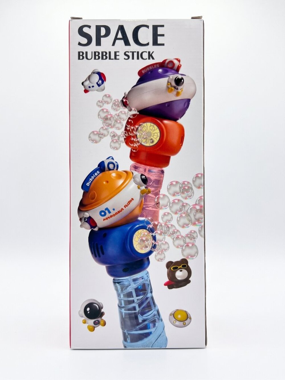 Space Astronaut Bubble Wand Toy with LED Lights & Music - Automatic Bubble Blowe